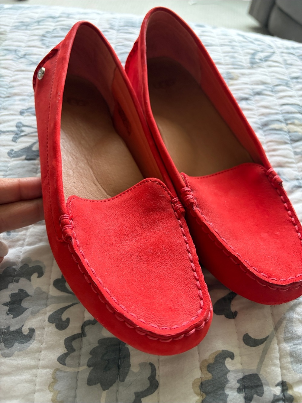 UGG Red Suede Slip-On Moccasins - Picture 5 of 5